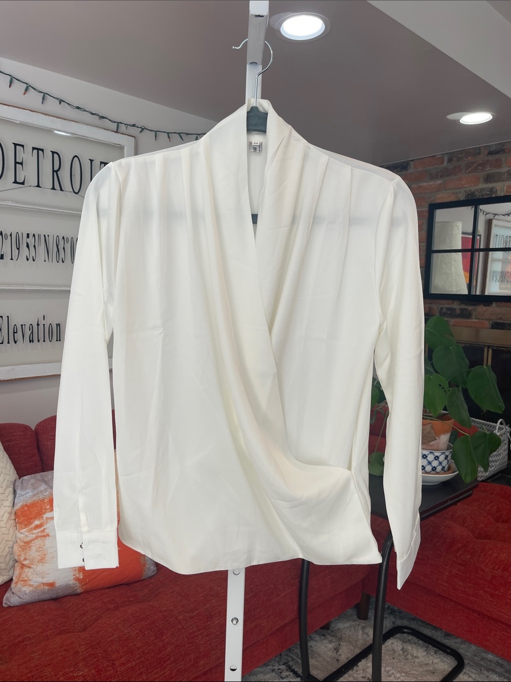 Amazon Women's Ivory Wrap-Front Blouse